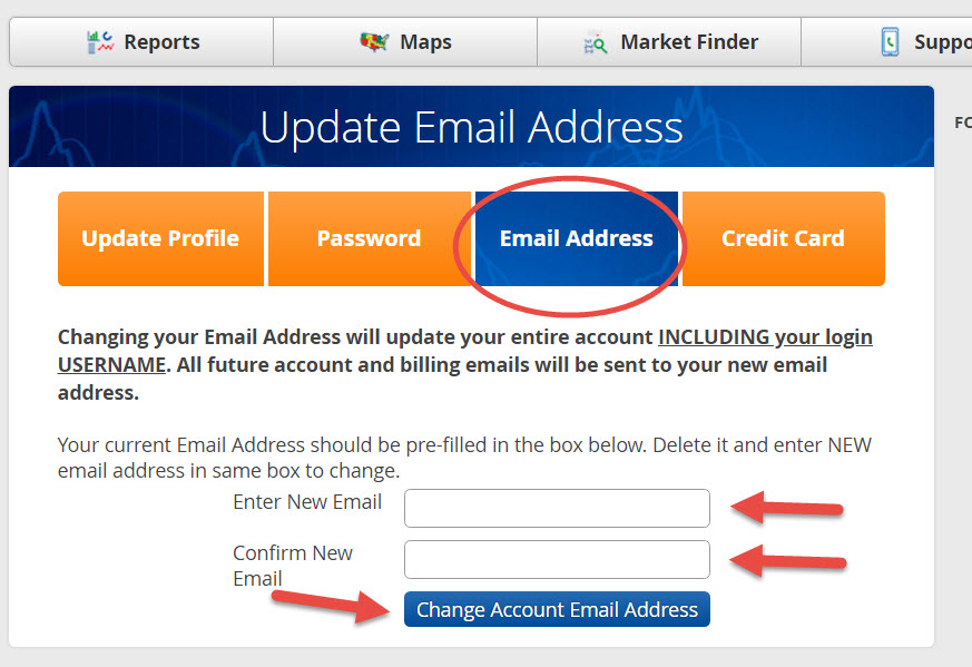 Update Email Address - Step 2